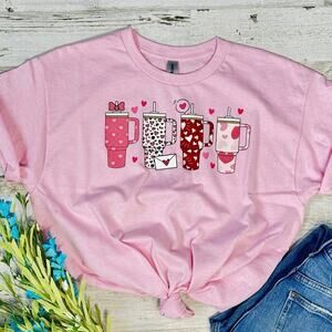 Valentine’s Day Cups Pink Large T-Shirt
